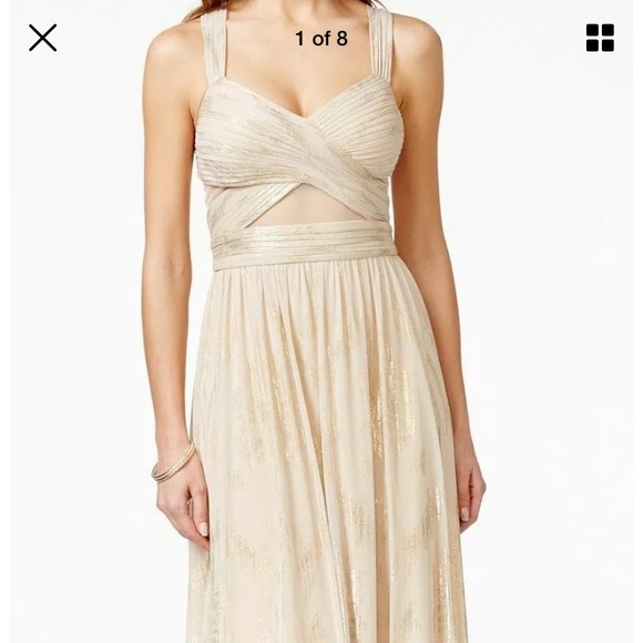 metallic chiffon dress
